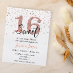 Prospectus 11,4 Cm X 14,2 Cm Sweet 16 Seize Anniversaire Rose Gold Budget<br><div class="desc">Une conception par feuille. Les invitations budgétaires ne comprennent pas les enveloppes. Les prospectus sont imprimés sur papier et non sur stock de carte. Cette conception peut être personnalisée dans la zone fournie en modifiant la photo et/ou le texte. Vous pouvez également le customiser en cliquant sur Personnaliser ce Modèle,...</div>