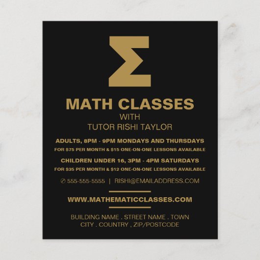 Prospectus 11,4 Cm X 14,2 Cm Symbole mathématique Sigma, classes mathématiques  (Devant)