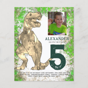 Prospectus 11,4 Cm X 14,2 Cm T Rex Jungle Anniversaire de la fête Photo Budget