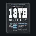 Prospectus 11,4 Cm X 14,2 Cm Tableau noir rustique pas cher 18e anniversaire<br><div class="desc">Rustique Vintage Chalkboard Blanc Bleu Bleu 18e anniversaire Invitation de fête</div>