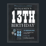 Prospectus 11,4 Cm X 14,2 Cm Tableau noir rustique pas cher Balloon 13e anniver<br><div class="desc">Rustique Vintage Chalkboard Blanc Bleu Bleu 13e anniversaire Invitation de fête</div>