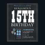 Prospectus 11,4 Cm X 14,2 Cm Tableau noir rustique pas cher Balloon 15e anniver<br><div class="desc">Rustique Vintage Chalkboard Bleu Bleu Bleu Bleu 15e anniversaire Invitation</div>