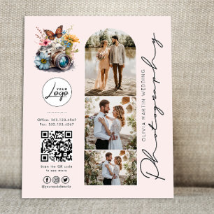 Prospectus 11,4 Cm X 14,2 Cm Tarifs de photographie de mariage Modern Blush