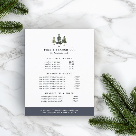 Prospectus 11,4 Cm X 14,2 Cm Tarifs et services de Tall Pines