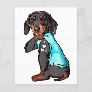 Prospectus 11,4 Cm X 14,2 Cm Tatouage de teckel J'aime papa drôle de chien Fa d