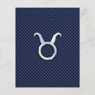 Prospectus 11,4 Cm X 14,2 Cm Taurus Zodiac Décor Marine Blue Carbon Fiber Impre