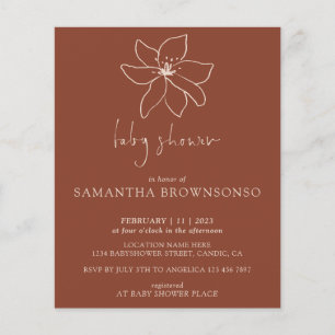 Prospectus 11,4 Cm X 14,2 Cm Terracotta Moderne Baby shower Botanique Budget