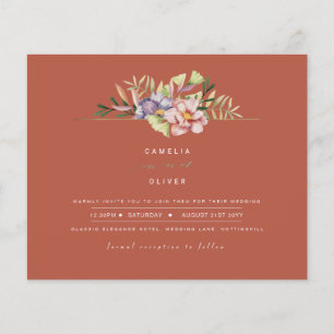 Prospectus 11,4 Cm X 14,2 Cm Terracotta Summer Floral Wedding Inviter QR Code