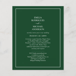 Prospectus 11,4 Cm X 14,2 Cm TEXTE DE MARIAGE Bilingue BUDGET Invitation Recto-