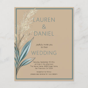 Prospectus 11,4 Cm X 14,2 Cm Texte minimaliste PAPIER Code QR Café Mariage bleu