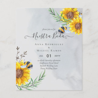 Prospectus 11,4 Cm X 14,2 Cm Tournesols d'invitation de mariage économique bili