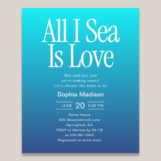 Prospectus 11,4 Cm X 14,2 Cm Tout ce que je vois est l'amour Mariage Shower Ble