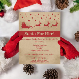 Prospectus 11,4 Cm X 14,2 Cm Traîneau du Père Noël rouge et beige - Flyer Père