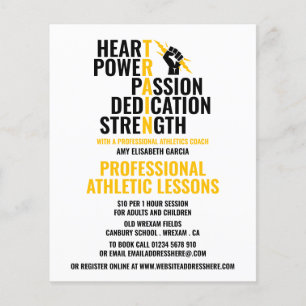 Prospectus 11,4 Cm X 14,2 Cm Traits d'un athlète, sport Leçons de publicité