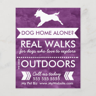 Prospectus 11,4 Cm X 14,2 Cm Trendy Purple Chien Silhouette Chien Walker Flyer