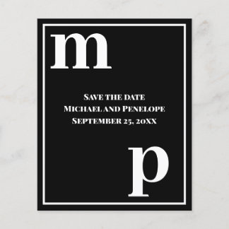 Prospectus 11,4 Cm X 14,2 Cm Trendy Typography Black Budget Save the Date