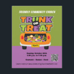 Prospectus 11,4 Cm X 14,2 Cm Trunk ou traiter la bannière d'Halloween<br><div class="desc">Invitation votre communauté à un événement convivial Trunk ou Treat à votre église locale, école, centre communautaire ou autre endroit. Le coffre pour enfants ou le prospectus avec code QR, le nom de l'organisation et les détails de l'événement. Purple, orange, vert, noir et blanc, couleurs modernes et accueillantes. Parfait pour...</div>