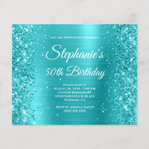 Prospectus 11,4 Cm X 14,2 Cm Turquoise Bleu Pailleté 50e Anniversaire