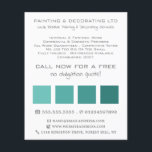 Prospectus 11,4 Cm X 14,2 Cm Turquoise Ombre Carrés, peintre et décorateur<br><div class="desc">Turquoise Ombre Carrés,  Peintre & Décorateur Publicité Flyer par The Carte de visite Store.</div>