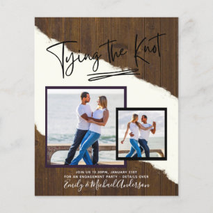 Prospectus 11,4 Cm X 14,2 Cm Tying The Knot - Photo Engagement Party Invitation