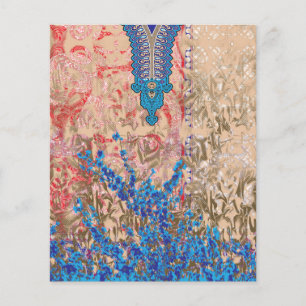 Prospectus 11,4 Cm X 14,2 Cm un tableau d'écharpe bleu et beige