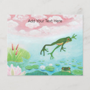 Prospectus 11,4 Cm X 14,2 Cm Une Grenouille Saute Dans L'Étang Illustration Per