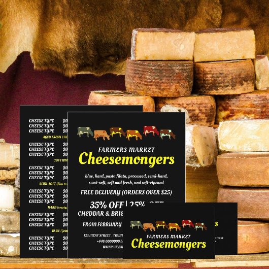 Prospectus 11,4 Cm X 14,2 Cm Vaches à pâturage, Cheesemonger Publicité