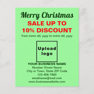 Prospectus 11,4 Cm X 14,2 Cm Vente de Noël d'affaires sur le prospectus vert cl