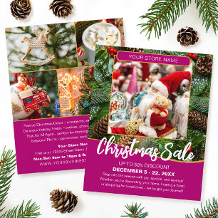Prospectus 11,4 Cm X 14,2 Cm Vente de Noël Shopping Fête Rose Entreprise