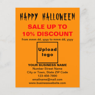 Prospectus 11,4 Cm X 14,2 Cm Vente d'Halloween d'affaires sur flyer orange
