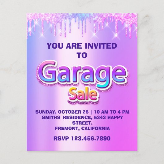 Prospectus 11,4 Cm X 14,2 Cm Vente Garage Vente Holographe Drives Pinky (Devant)