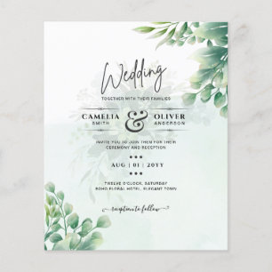 Prospectus 11,4 Cm X 14,2 Cm Vert Or Eucalyptus MARIAGE QR CODE Moderne