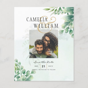 Prospectus 11,4 Cm X 14,2 Cm Vert Or Eucalyptus MARIAGE QR CODE Moderne