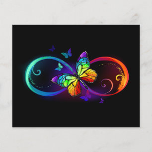 Prospectus 11,4 Cm X 14,2 Cm Vibrant infinity with rainbow butterfly on black