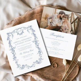 Prospectus 11,4 Cm X 14,2 Cm Victorien Vintage Français Photo Tout en un Mariag