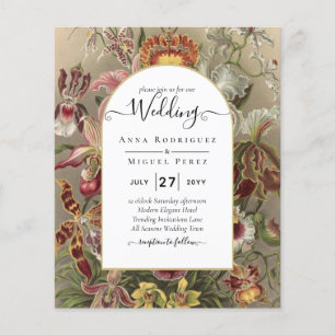 Prospectus 11,4 Cm X 14,2 Cm Vintage Botanique Bourgogne Mariage Floral Invitat