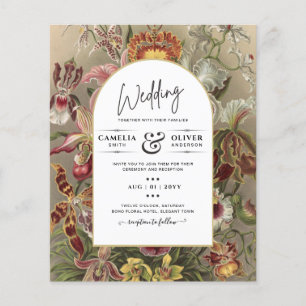 Prospectus 11,4 Cm X 14,2 Cm Vintage Botanique Bourgogne Mariage Floral Invitat