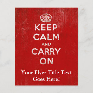 Prospectus 11,4 Cm X 14,2 Cm Vintage Deep Red Distressed Keep Calm et Continuez