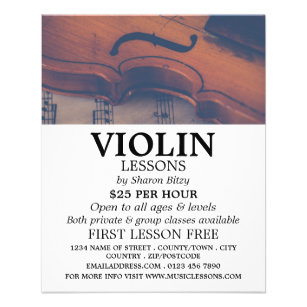 Prospectus 11,4 Cm X 14,2 Cm Violon classique, leçons de violon publicitaire