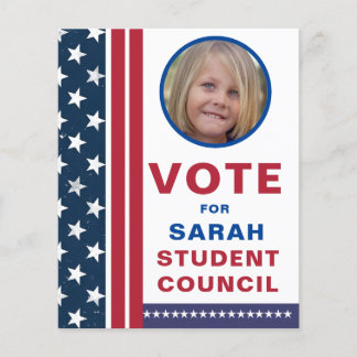 Prospectus 11,4 Cm X 14,2 Cm Vote pour le président de classe : couleurs améric