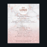 Prospectus 11,4 Cm X 14,2 Cm votre logo sur marbre rose et faux parties scintil<br><div class="desc">salon de beauté professionnel maquillage artiste flyer</div>