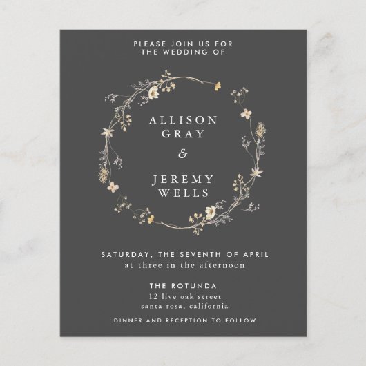 Prospectus 11,4 Cm X 14,2 Cm  Wedding Invitation Budget Flyer (Devant)