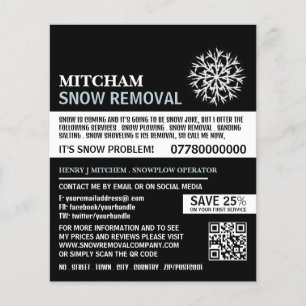 Prospectus 11,4 Cm X 14,2 Cm White Snowflake, Snow Removal Company Publicité