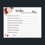 Prospectus 11,4 Cm X 14,2 Cm wishes for Soon to be Mme Marsala Shower Card<br><div class="desc">Marsala Fleurs Fête des mariées Design. Pour une personnalisation supplémentaire (changer d'autres termes,  couleur de police,  style de police),  cliquez sur personnaliser,  faites défiler vers le bas et cliquez sur le lien "cliquer pour customiser plus loin". ~ Vérifier la collection pour les jeux,  invitations,  signes et plus ~</div>