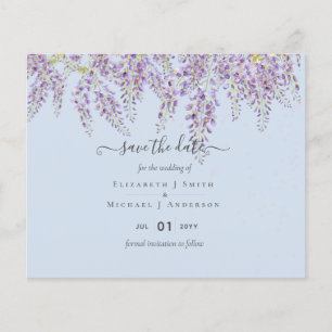 Prospectus 11,4 Cm X 14,2 Cm Wisteria Bleu Faire-part de Mariage Budget Dates à