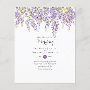 Prospectus 11,4 Cm X 14,2 Cm Wisteria Floral Garden Lavender Mariage BUDGET