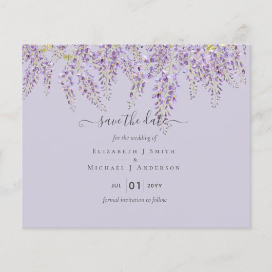 Prospectus 11,4 Cm X 14,2 Cm Wisteria Purple Mariage Dates d'enregistrement BUD (Devant)