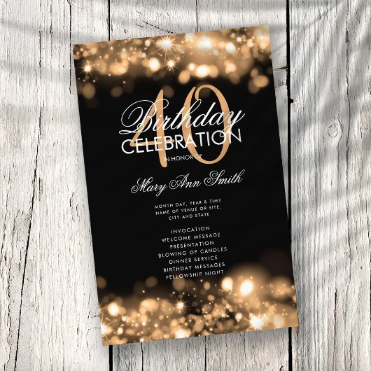 Prospectus 14 Cm X 21,6 Cm 40e anniversaire Programme Glam Lights Gold Menu