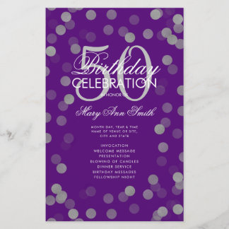 Prospectus 14 Cm X 21,6 Cm 50e Anniversaire Programme Confetti Argent Menu Pu
