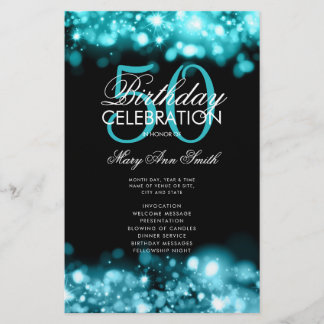 Prospectus 14 Cm X 21,6 Cm 50e anniversaire Programme Glam Lights Menu Turquo